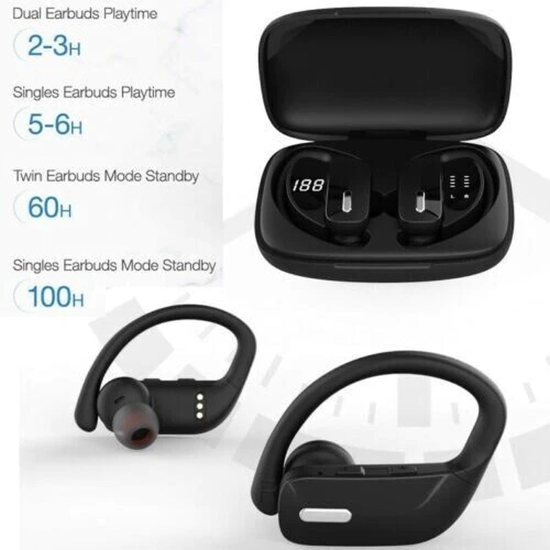 TWS Bluetooth 5.0 Wireless Earbuds with Stereo Sound & Secure Ear Hooks