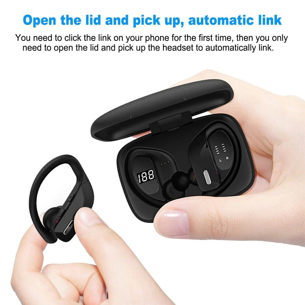 TWS Bluetooth 5.0 Wireless Earbuds with Stereo Sound & Secure Ear Hooks