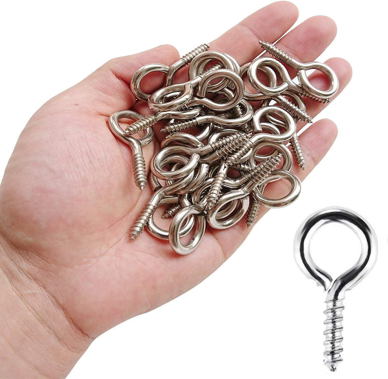 1.5 Inch Screw Eyes Metal Eye Hooks Small Eyelet Screws, 100 Pcs