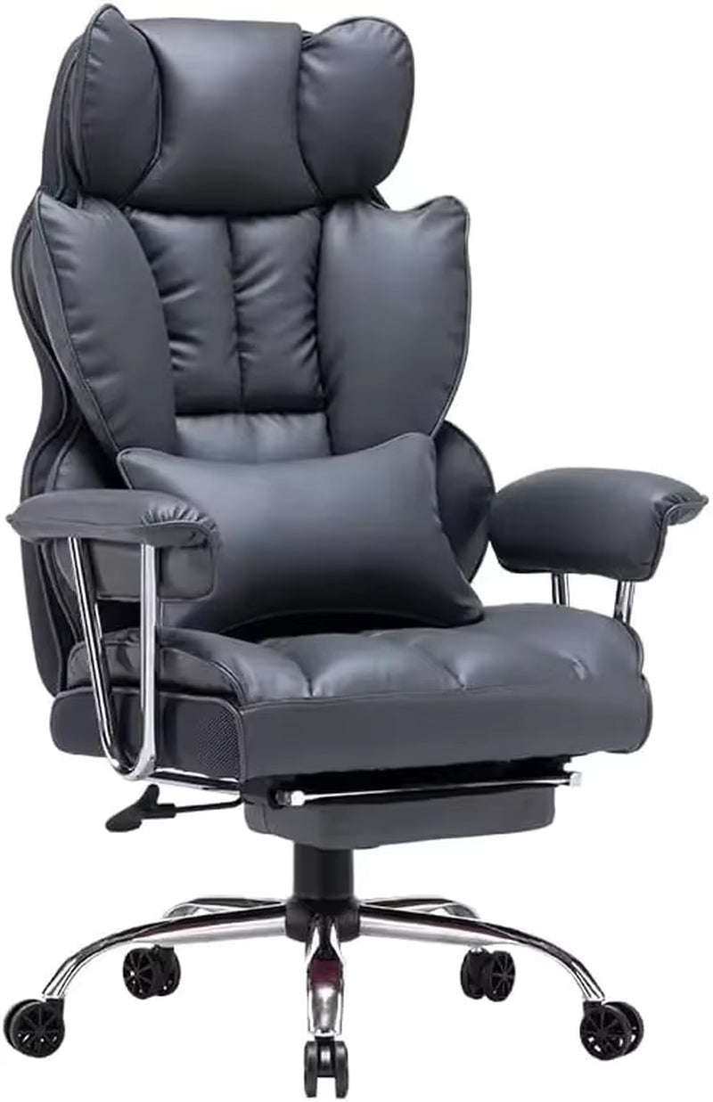 Office Desk and Chair 400Lbs,Tall Office Chair,Pu Leather Computer Chair,Dark Beige Office Chair with Leg Rest and Waist Support