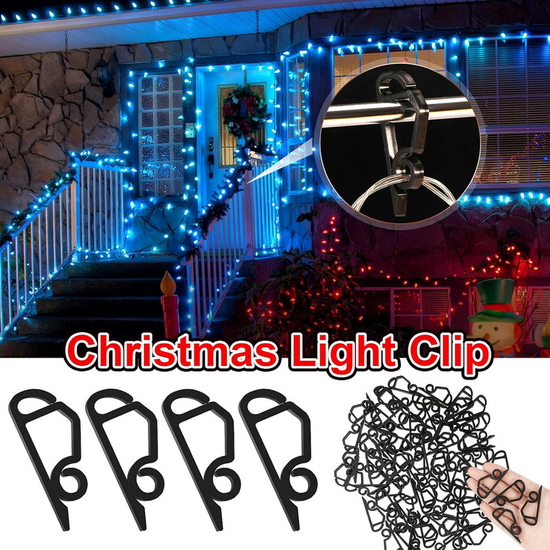 Christmas Light Clip Christmas Light Hooks Mini Plastic Gutter Hanging Hooks Christmas Lights Hooks Clips Weatherproof Outdoor Light Clips Holiday Light Clips for Christmas Decor (150, Black)