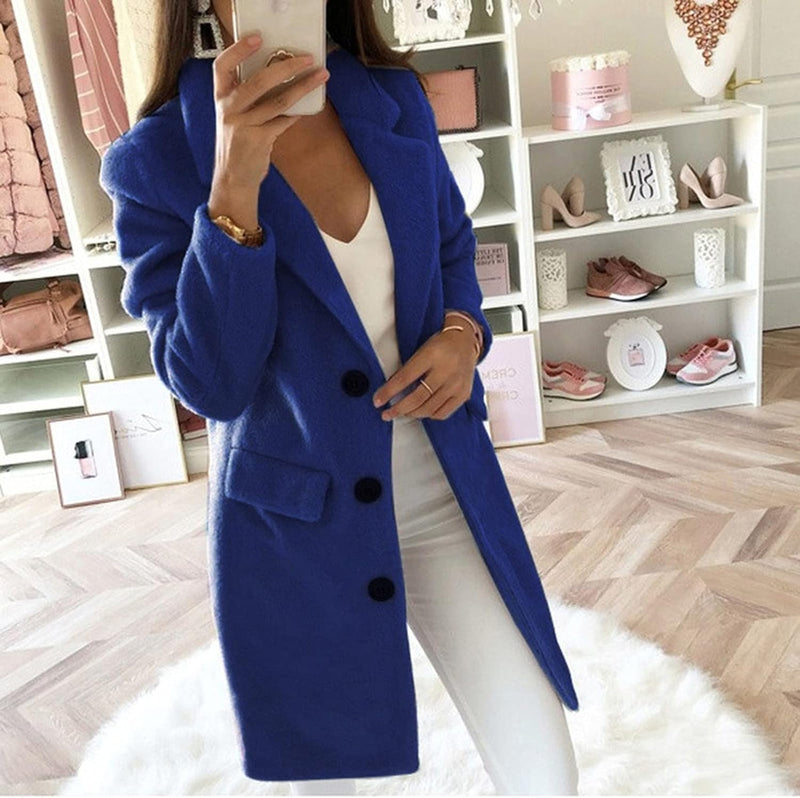 Cardigans for Women plus Size Dressy Winter Warm Faux Lapel Coat Solid Long Sleeve Button Outerwear Business Tops