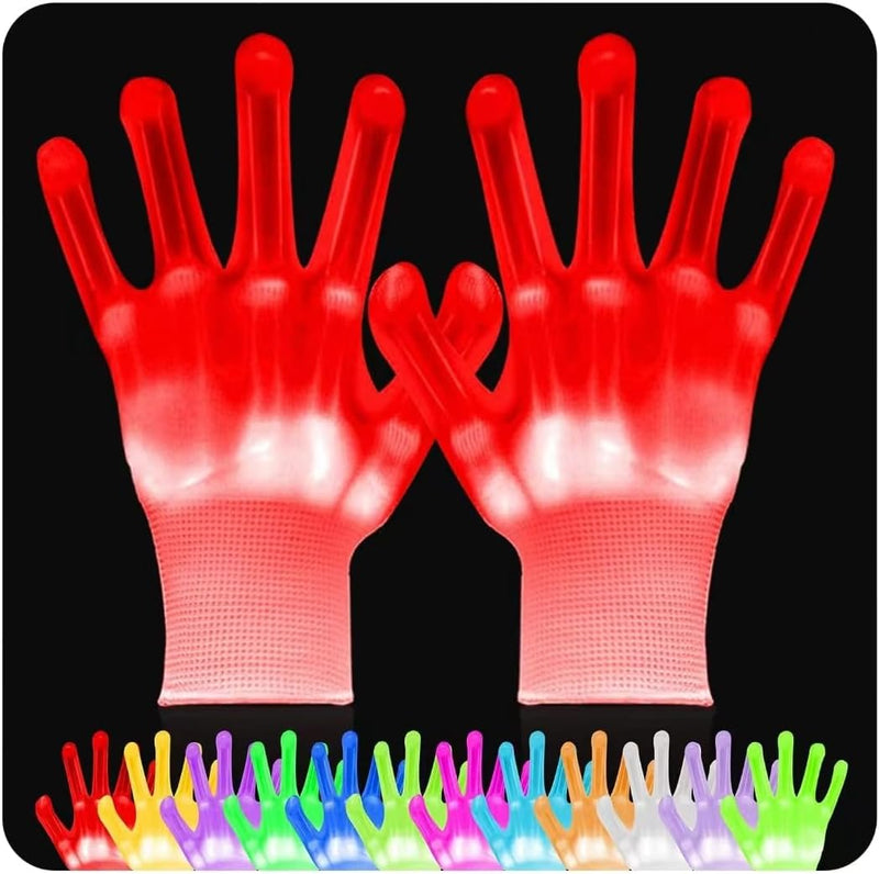 Cool Toys LED Gloves 12 Color Changeable Lights Halloween Costumes Light up Gloves Cool Fun Gifts Stocking Stuffers for Chrismas Halloween Light up Shows Dance Carnival Party Props