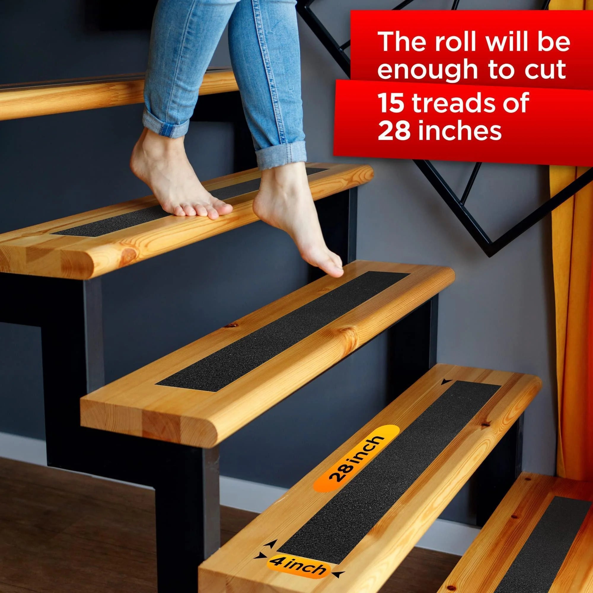 Grip Tape anti Slip Tape for Stairs Outdoor Indoor Waterproof 4 Inch X 35 Ft