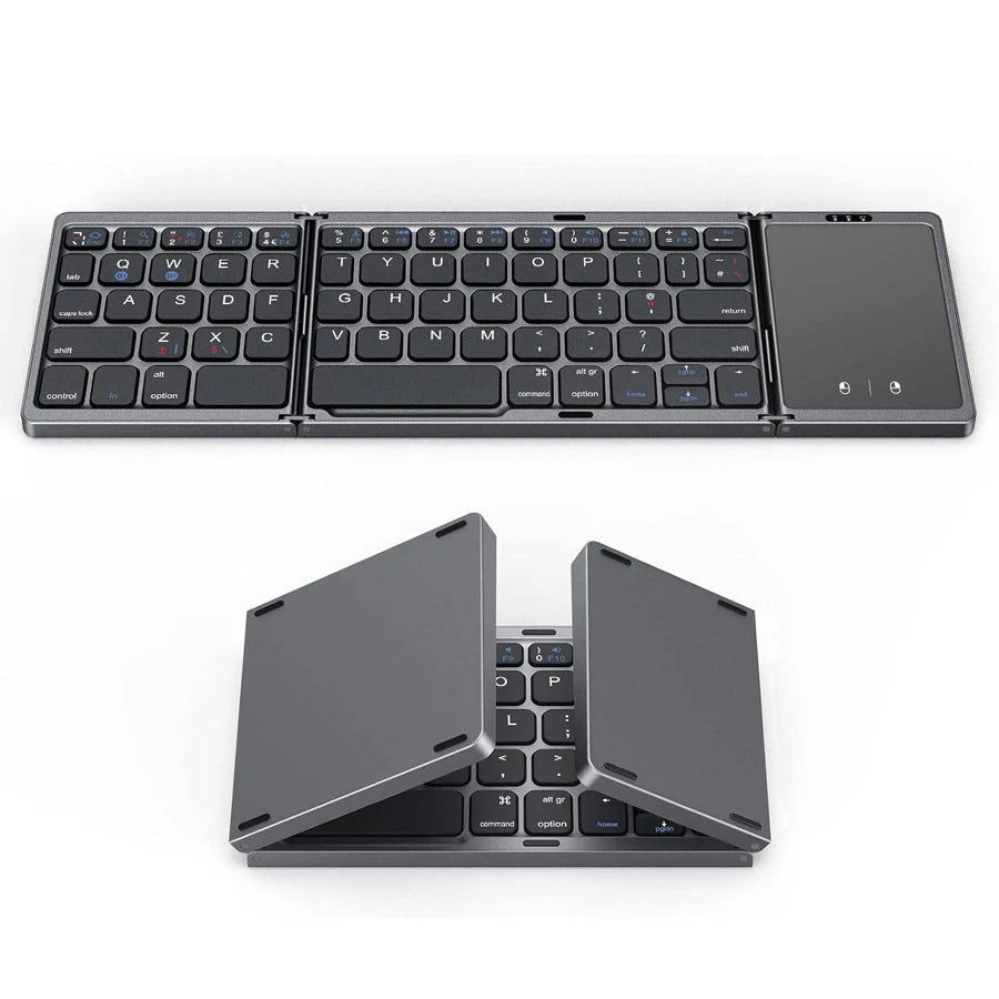 "Portable Foldable Bluetooth Keyboard with Touchpad – Ideal Mini Keyboard for Mac, iOS, Android & Windows Tablets!"