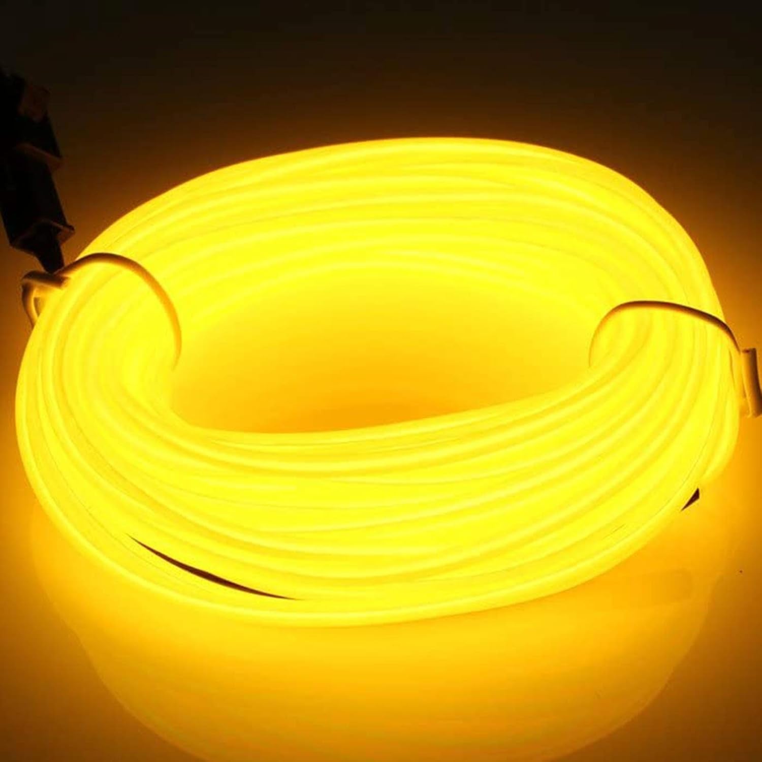 EL Wire Battery Pack 16.4Ft / 5M Bright Neon Light Strip 360° Illumination Neon Tube Rope Lights for DIY, Festival, Party Decoration, Pub, Halloween, Chrismas (16.4Ft / 5M, Yellow)