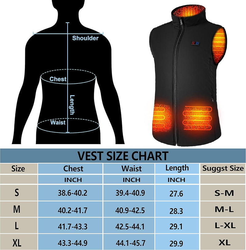 Heated Vest for Men Women - Rechargeable Heated Jacket, Heated Vest with Battery Pack(Slim Fitting)