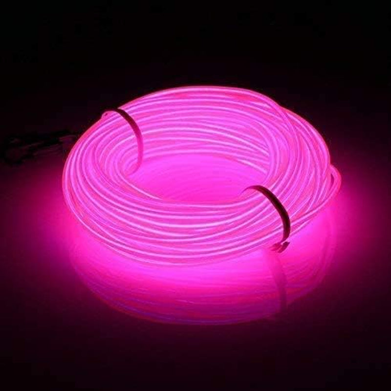 EL Wire Battery Pack 16.4Ft / 5M Bright Neon Light Strip 360° Illumination Neon Tube Rope Lights for DIY, Festival, Party Decoration, Pub, Halloween, Chrismas (16.4Ft / 5M, Pink)